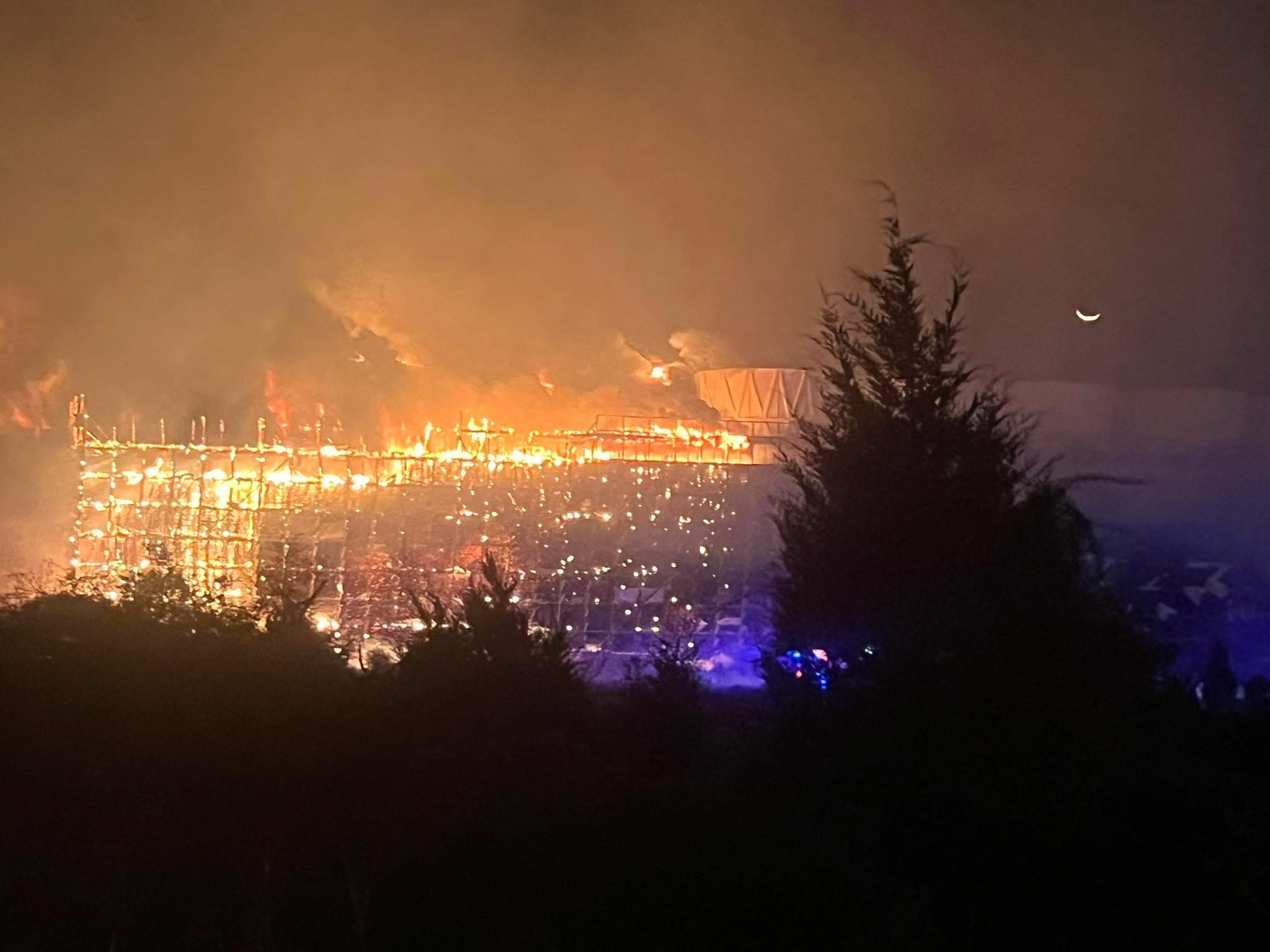 Structure and Grass Fire Near Old Power Plant in Bacliff